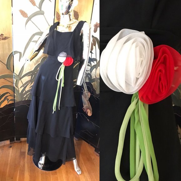 Long Maxi Dress Ruffles Tiered Chiffon - Picture 9 of 9